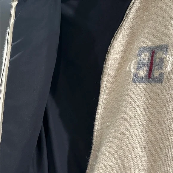 Beige Zip-Up Men's 100% Shetland Wool Sweater